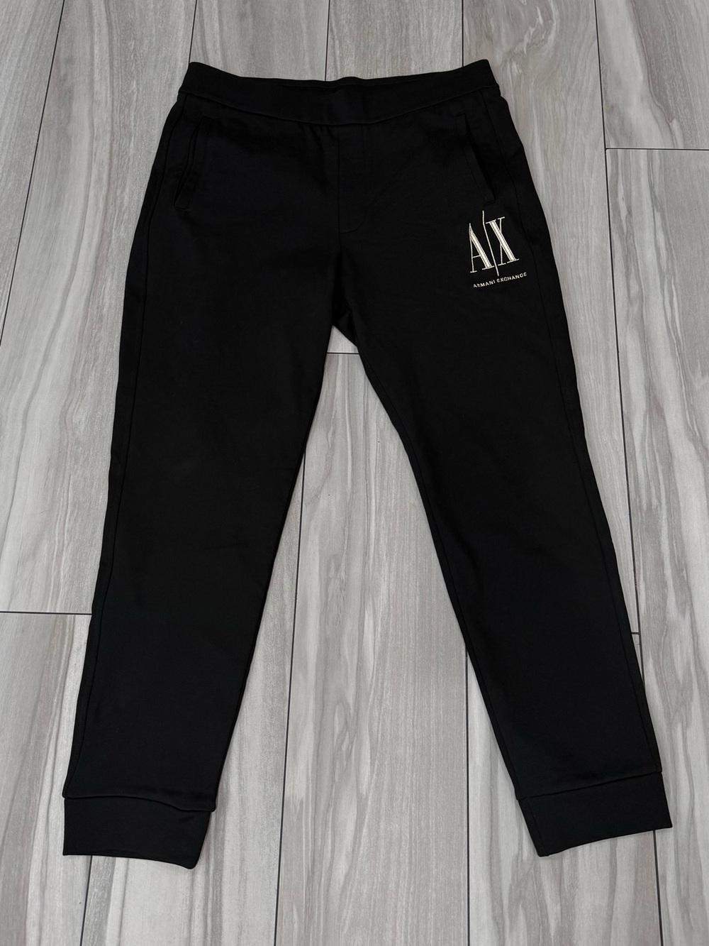 Armani Exchange Black Jogger Sweatpants with White A|X Logo